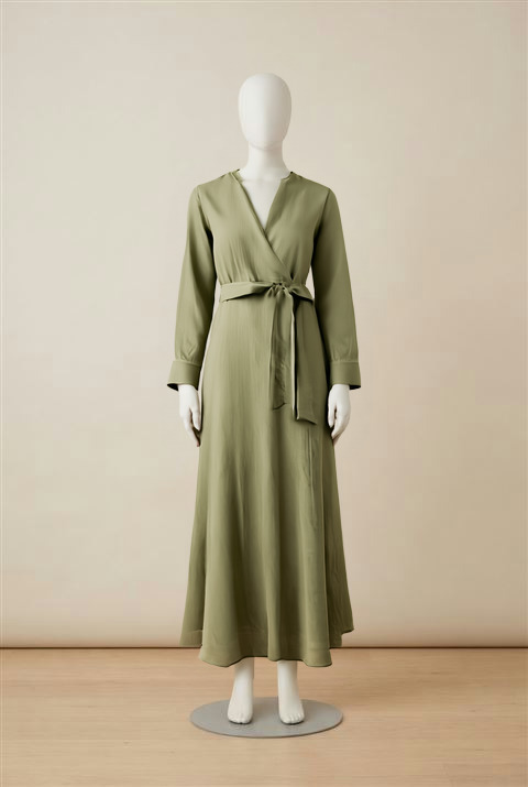 Mannequin in a linen wrap maxi dress