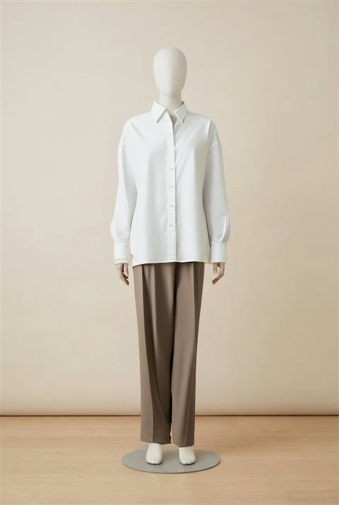 Mannequin in a tunic shirt and wide trousers