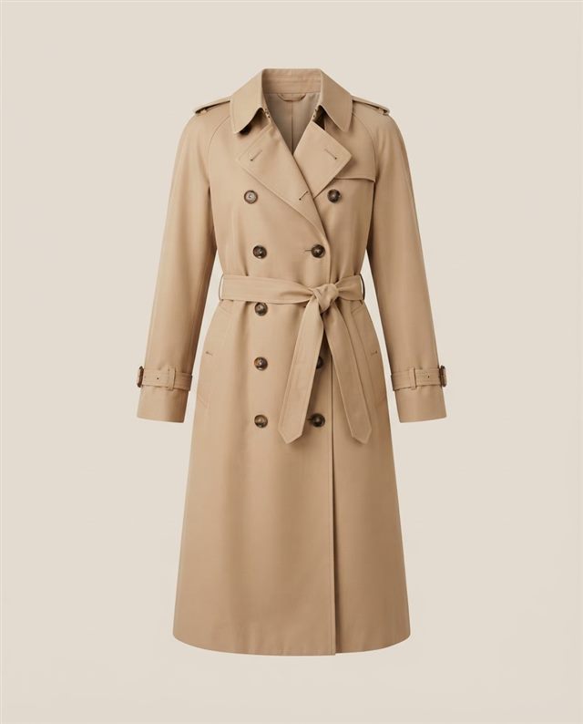 Long belted trench coat
