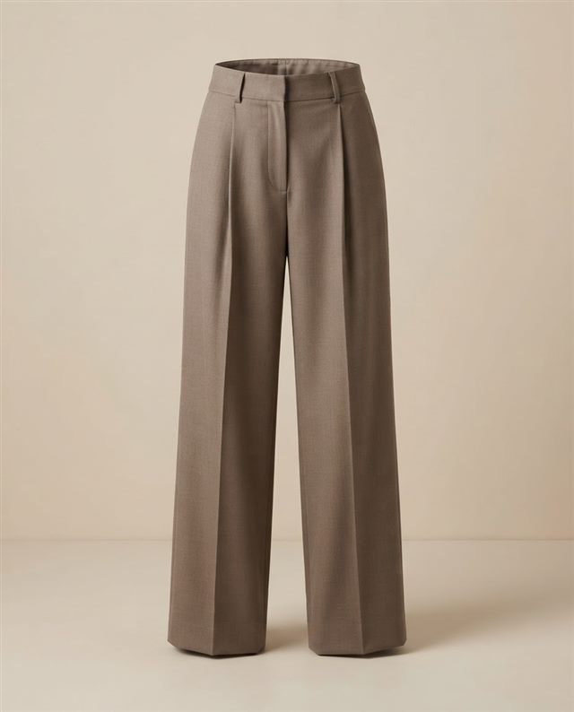 Wide-leg pleated trousers